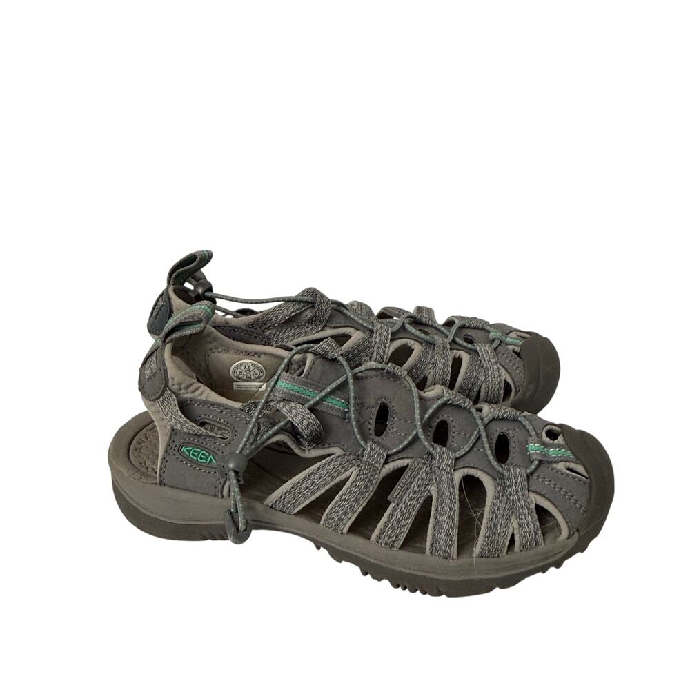 Keen Whisper Sandals Womens Size 7.5 Gray Teal Hiking Water Closed Toe